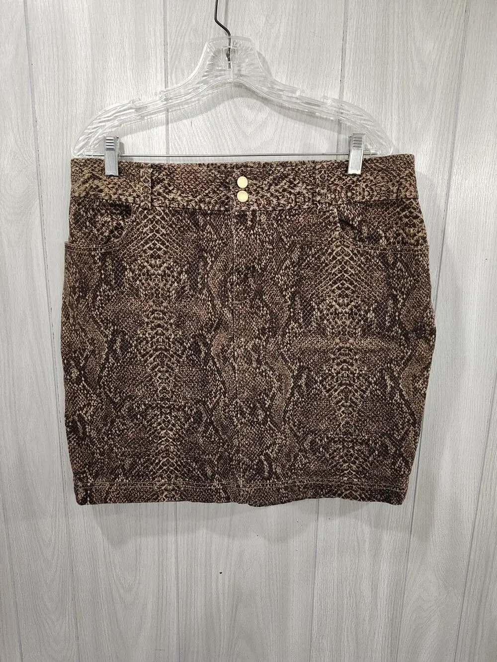 Women's Chaps Snakeskin Print Skirt Size 14 Festival Y2K '90s Casual
